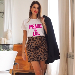 T-shirt Blanc Peace And Lol by Maud Parys