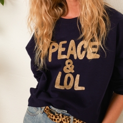 Sweat Boxy Navy Peace & Lol