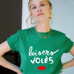 T-Shirt Vert Baisers Volés by LesFutiles