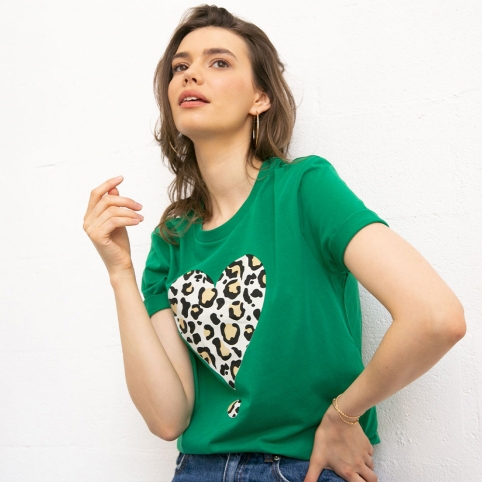 T-shirt Vert Coeur Jungle