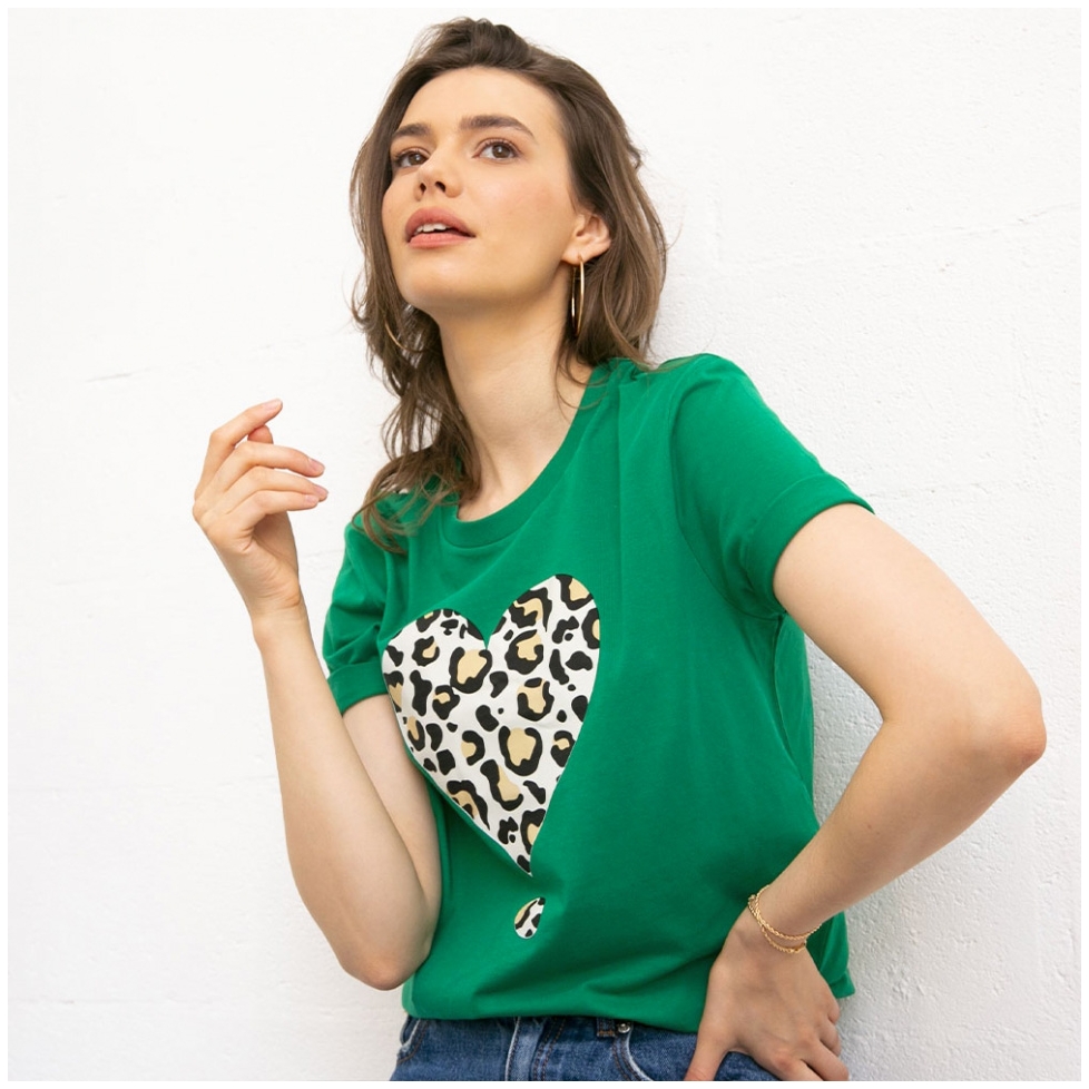 T-shirt Vert Coeur Jungle