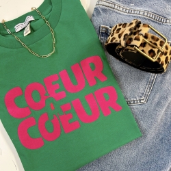 T-shirt Vert Coeur à Coeur