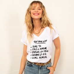 T-shirt Col V Blanc Tout Doux Liste Noir Femme Faubourg54 T-shirt Col V Blanc Tout Doux Liste Noir Femme Faubourg54