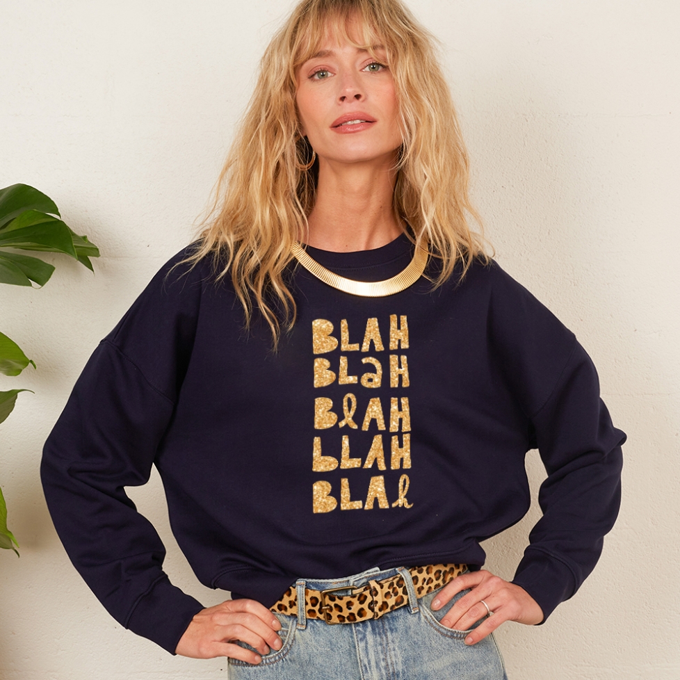 Sweat Navy Boxy Blah Blah Gold Faubourg54 Femme