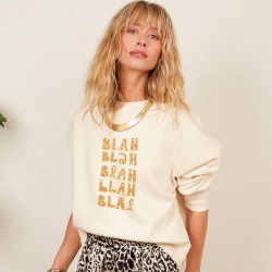 Sweat Crème Boxy Blah Blah Gold Faubourg54 Femme Sweat Crème Boxy Blah Blah Gold Faubourg54 Femme