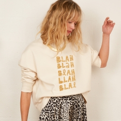 Sweat Crème Boxy Blah Blah Gold Faubourg54 Femme Sweat Crème Boxy Blah Blah Gold Faubourg54 Femme