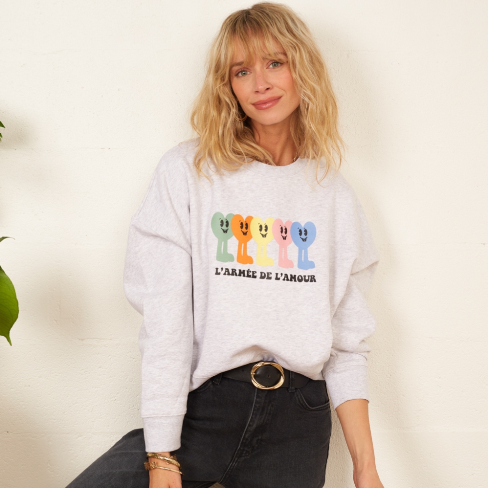 Sweat Boxy Gris Soldats de L'Amour