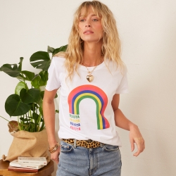 T-shirt Blanc Arc en Ciel