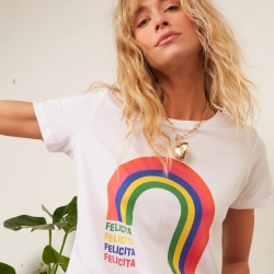 T-shirt Blanc Arc en Ciel