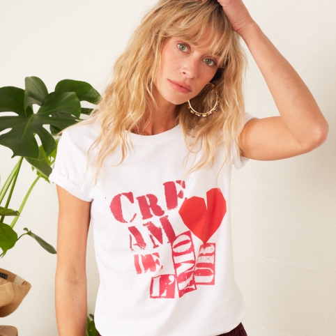 T-shirt Blanc Cream de l'amour collection ARMÉE DE L'AMOUR