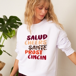Sweat Blanc Boxy Cheers