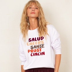Sweat Blanc Boxy Cheers