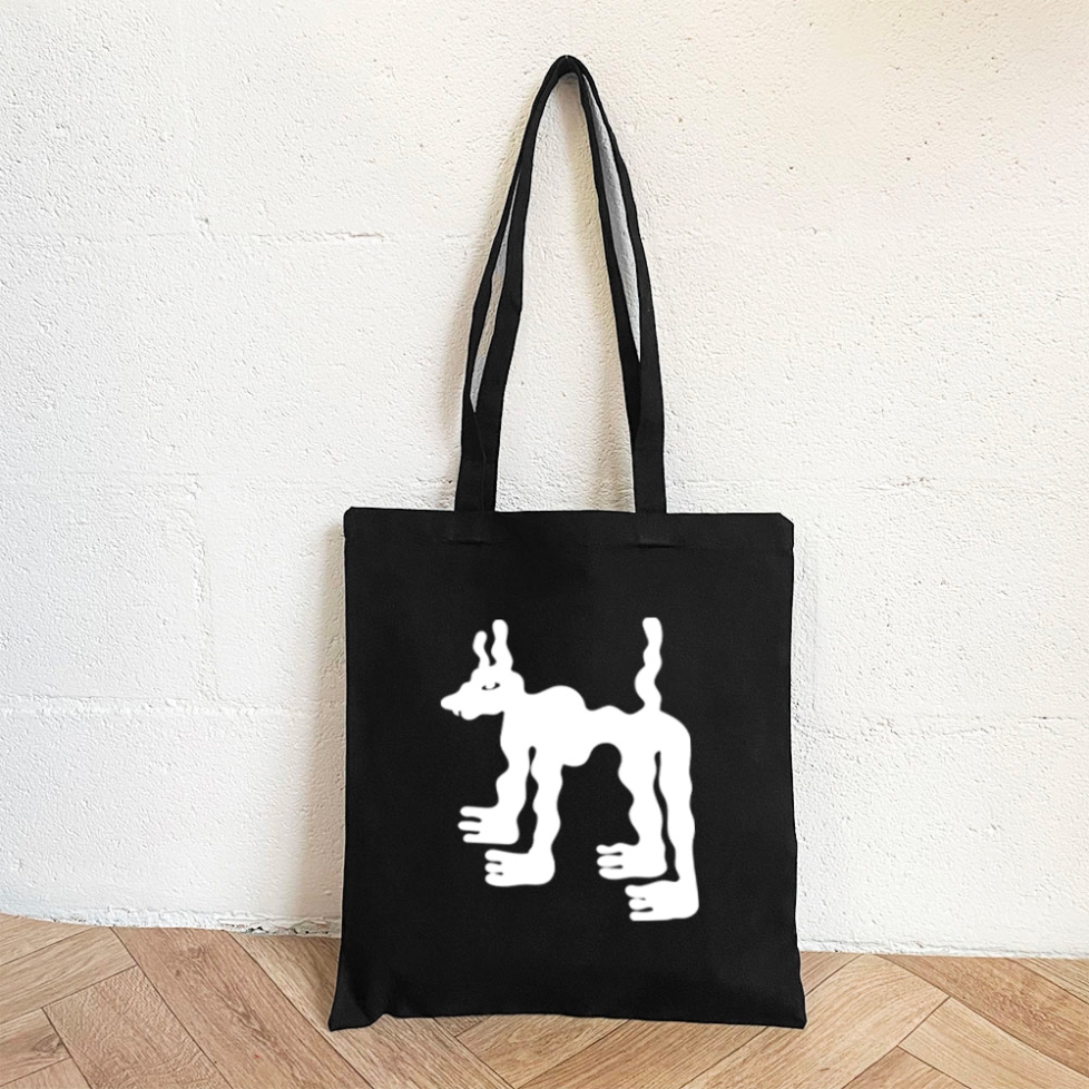 tote bag fluffy dog noir