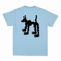 t-shirt bleu fluffy dog