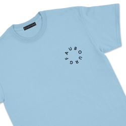 t-shirt bleu fluffy dog