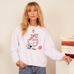 Sweat Blanc Boxy Chat Foin Sweat Blanc Boxy Chat Foin