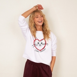Sweat Blanc Boxy Chat-rmeuse Sweat Blanc Boxy Chat-rmeuse