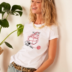 T-shirt Blanc Chat Foin