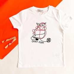 T-Shirt Blanc Chat-Foin Enfant