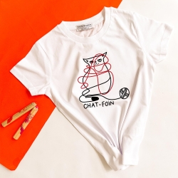 T-Shirt Blanc Chat-Foin Enfant