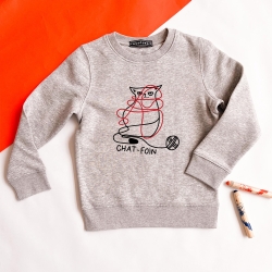 Sweat Gris Chat-Foin Enfant