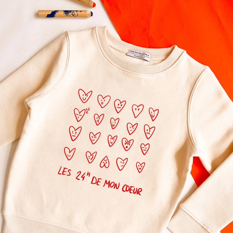 Sweat Crème 24H de mon coeur Enfant