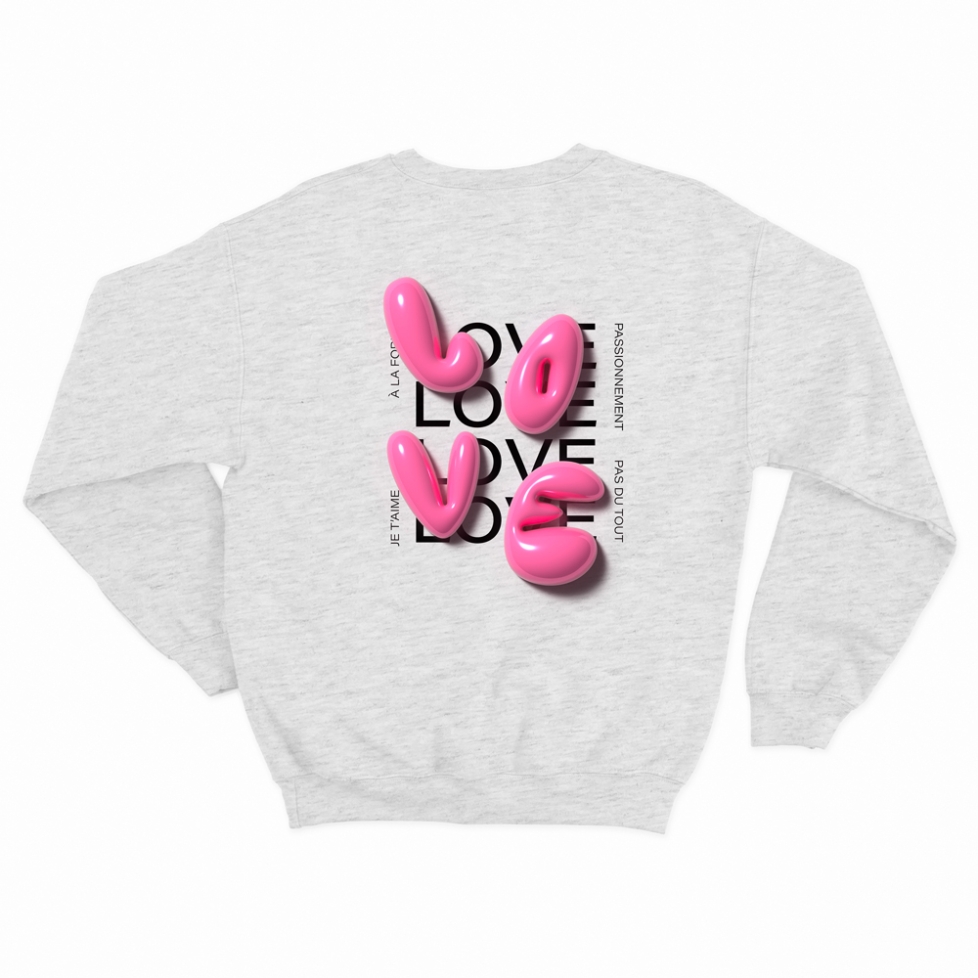 sweat gris love 3D