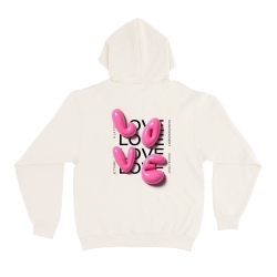 sweat à capuche crème love 3d