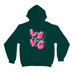 sweat à capuche vert love 3d