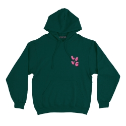 sweat à capuche vert love 3d