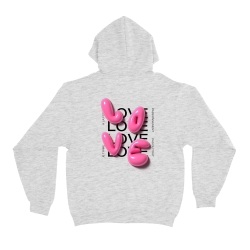 sweat à capuche gris love 3d