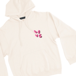 sweat à capuche crème love 3d