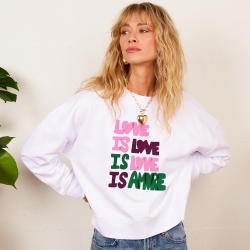Sweat Blanc Boxy I Love Amore