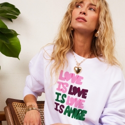 Sweat Blanc Boxy I Love Amore