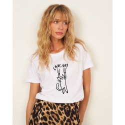 T-shirt Blanc Chat-va FAUBOURG54 Femme