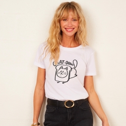 T-shirt Blanc Chat-ooo FAUBOURG54 FEMME