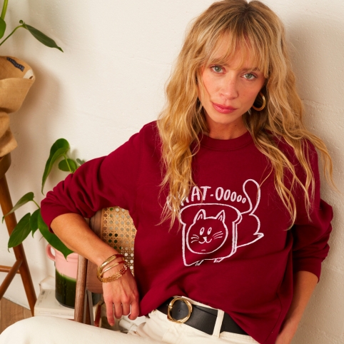 Sweat Bordeaux Chat-ooo collection ARMÉE DE L'AMOUR
