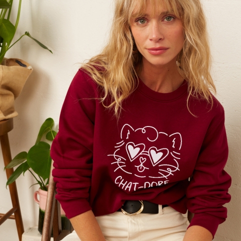 Sweat Bordeaux Chat-dore collection ARMÉE DE L'AMOUR