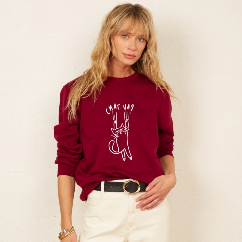 Sweat Bordeaux Chat-va collection ARMÉE DE L'AMOUR