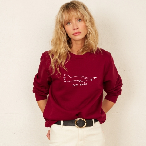 Sweat Bordeaux Chat-iguée collection ARMÉE DE L'AMOUR
