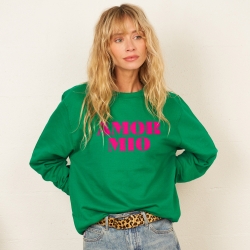 Sweat Vert Amor Mio Fucshia
