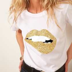 T-Shirt Blanc Martina Gold Glitter Big