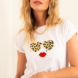T-Shirt Blanc Lolita Léopard