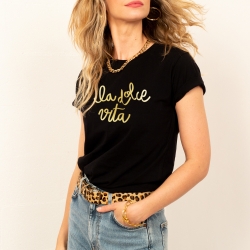 T-Shirt Noir La Dolce Vita Gold