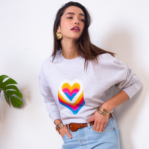 Sweat Boxy Gris Discoeur collection NOSTALGIA