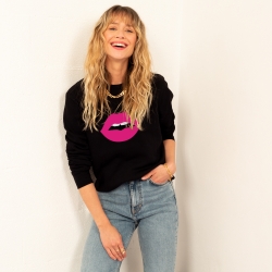 Sweat Noir Bouche Cindy Rose