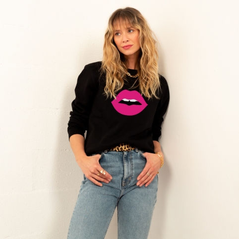 Sweat Noir Bouche Cindy Rose
