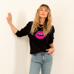 Sweat Noir Bouche Cindy Rose