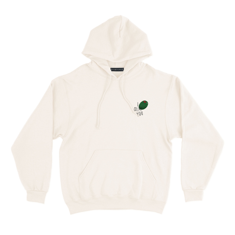 sweat capuche crème homme i olive you Faubourg 54