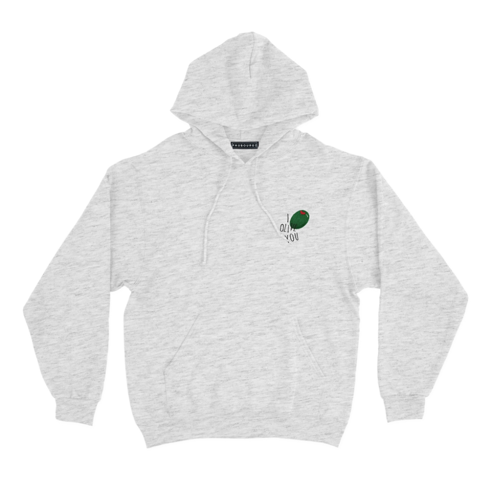 sweat capuche gris homme i olive you Faubourg 54